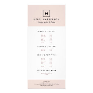 Carte Publicitaire Logo de boîte Monogramme en rose clair et noir