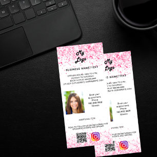 Carte Publicitaire Logo d'entreprise blanc rose photo qr code instagr