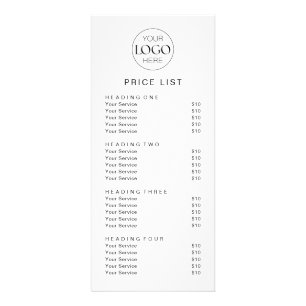 Carte Publicitaire Logo d'entreprise Service Tarifs Chic Moderne