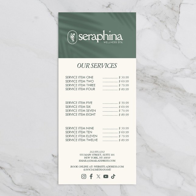 Carte Publicitaire Logo Élégance Terreuse Beauté, Bien-être, Spa Sage (Créateur téléchargé)