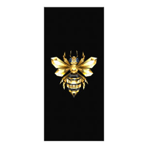 Carte Publicitaire Logo Faux Gold Foil Bee Polygonal sur Noir