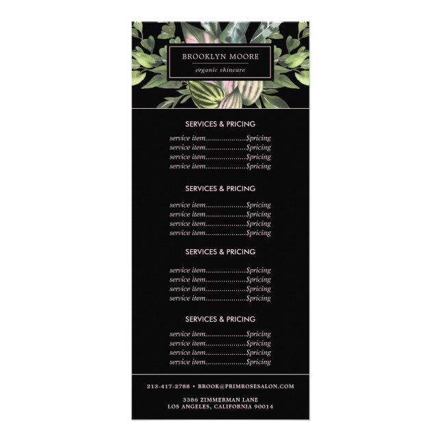 Carte Publicitaire Logo Feuille tropical moderne | Services de tarifi (Devant)