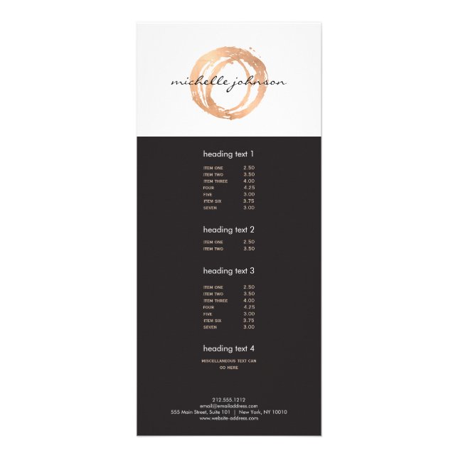 Carte Publicitaire Logo Luxe Faux Rose Gold Peint Cercle Designer (Devant)
