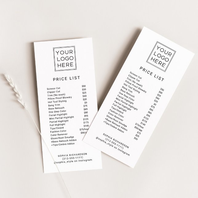 Carte Publicitaire Logo personnalisé professionnel | Services Tarifs (Créateur téléchargé)