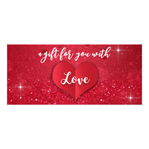 Carte Publicitaire Love Heart Red Parties scintillant Valentine's Day