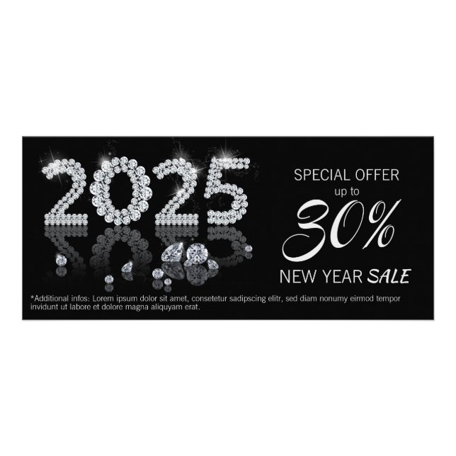 Carte Publicitaire Luxe Brilliant Diamonds Nouvel An 2025 Remise (Devant)