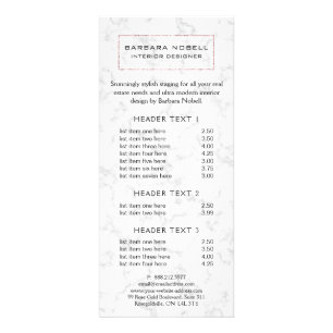 Carte Publicitaire Luxe Marbre Rose Gold Designer Rack Card