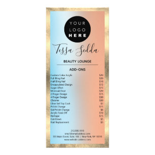 Carte Publicitaire Manucure Pedicure Rose bleu maquillage cheveux