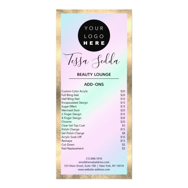 Carte Publicitaire Manucure Pedicure Studio de maquillage des cheveux (Dos)