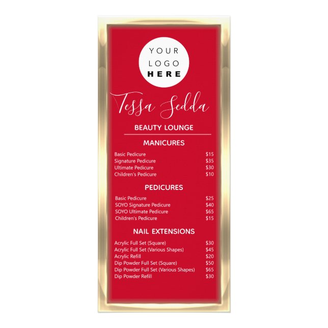 Carte Publicitaire Maquillage à cheveux Manucure Pedicure Gold Prix (Devant)