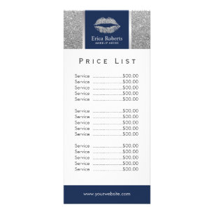 Carte Publicitaire Maquillage Artiste Parties scintillant Argent Lips