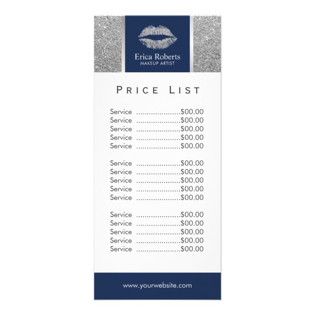 Carte Publicitaire Maquillage Artiste Parties scintillant Argent Lips (Devant)