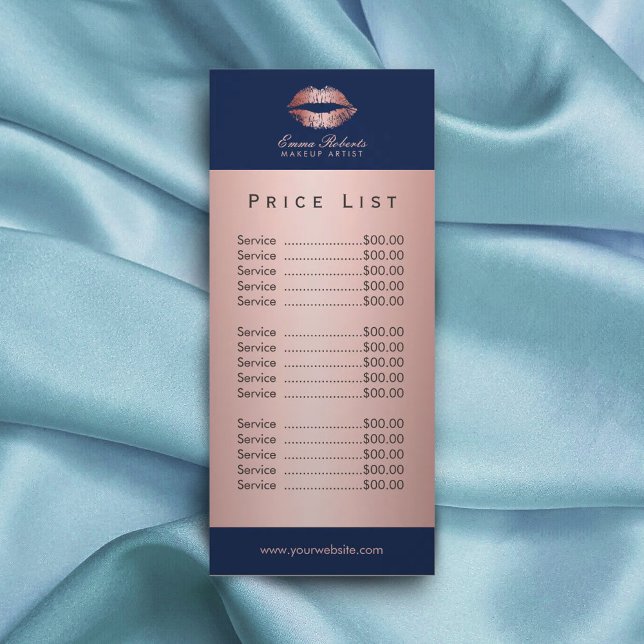 Carte Publicitaire Maquillage Artiste Rose Gold Lips Marine Blue Tari (Créateur téléchargé)