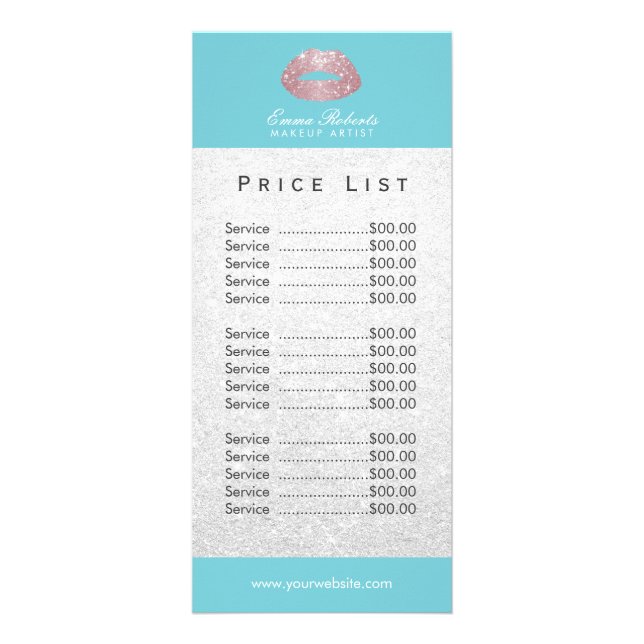 Carte Publicitaire Maquillage Artiste Rose Gold Parties scintillant L (Devant)