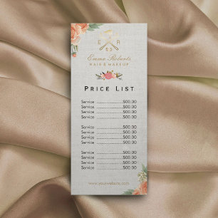 Carte Publicitaire Maquillage Artiste Salon de cheveux Vintage Floral
