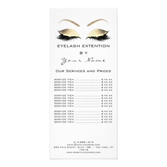 Carte Publicitaire Maquillage Beauté Salon Nom Blanc Or Black Eyebrow (Dos)