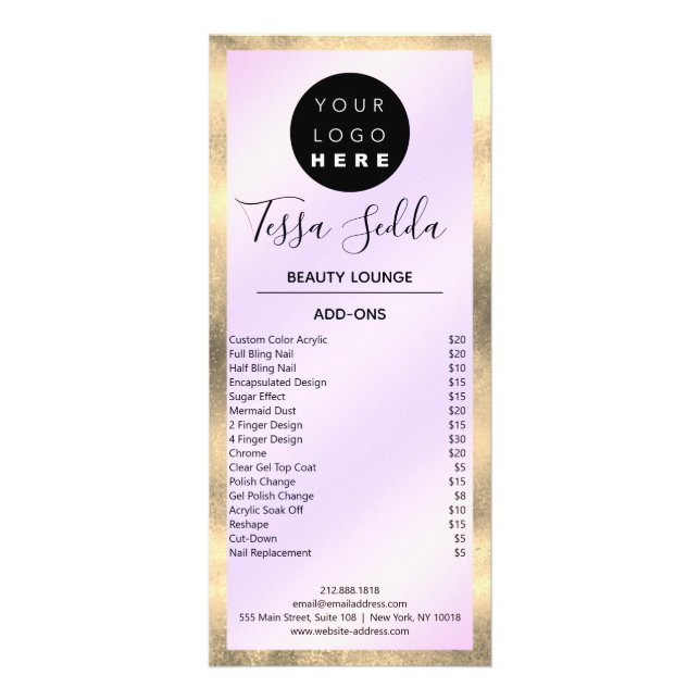 Carte Publicitaire Maquillage cheveux ongles Manucure Pedicure violet (Dos)