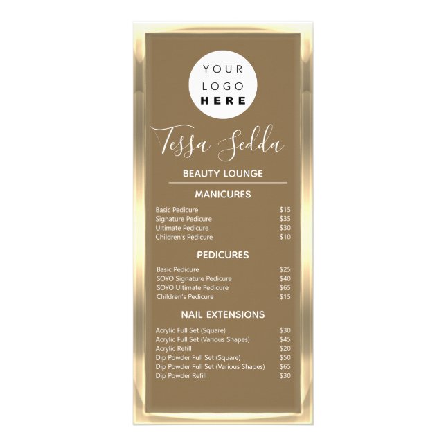 Carte Publicitaire Maquillage des cheveux Manucure Pedicure Or Bronze (Devant)