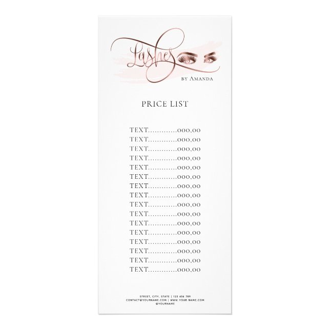 Carte Publicitaire Maquillage Eyebrow Eyes Lashes Rose Gold Prix (Devant)