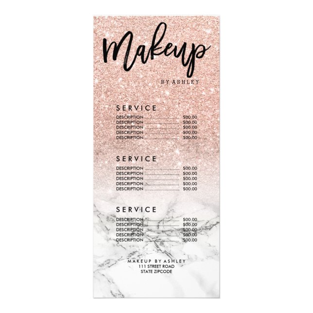 Carte Publicitaire Maquillage faux rose parties scintillant rose list (Devant)