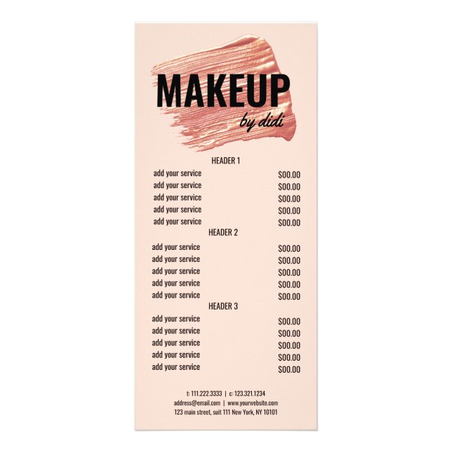 Carte Publicitaire Maquillage rose élégant et moderne en rouge à lèvr (Devant)