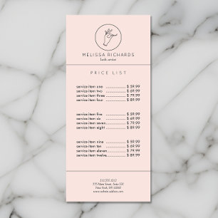 Carte Publicitaire Maquilleuse Logo Mains et Cils Minimaliste Rose