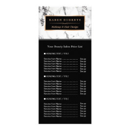 Carte Publicitaire Marbre blanc double face Beauté Salon Tarifs