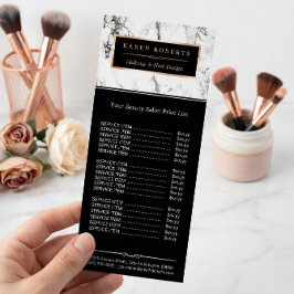 Carte Publicitaire Marbre blanc moderne Beauty Salon Tarifs