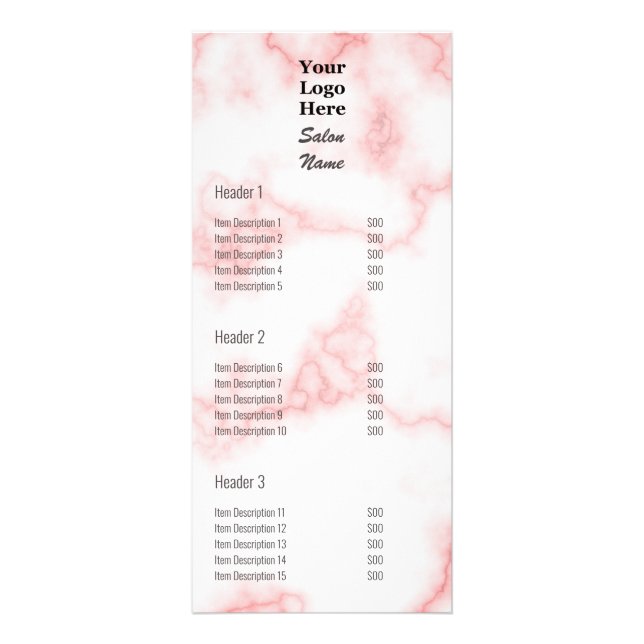 Carte Publicitaire Marbre rose Faux moderne Votre Logo Ici (Devant)