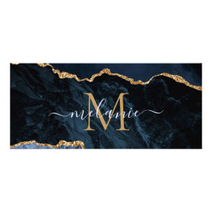 Carte Publicitaire Marine Blue Gold Parties scintillant Votre lettre 