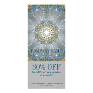 Carte Publicitaire massothérapeute du boho Yoga bleu argenté mandala