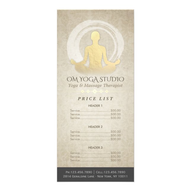 Carte Publicitaire Méditation de l'instructeur YOGA Pose ZEN Prix (Devant)