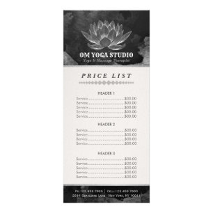 Carte Publicitaire Méditation YOGA Reiki Instructeur Lotus Tarifs