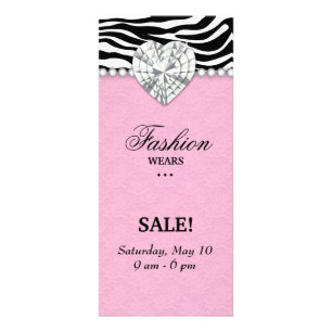Carte Publicitaire Mode Zebra Bijoux Pearl Coeur dentelle rose