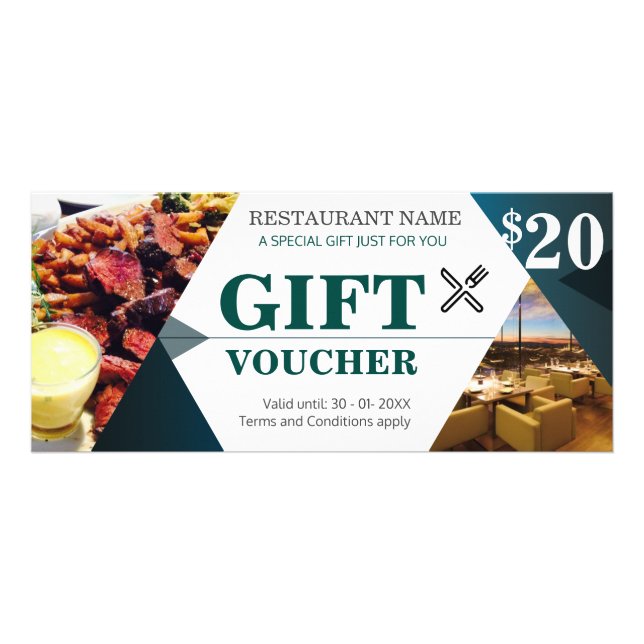 Carte Publicitaire Modèle élégant de bon de cadeau de promotion de (Devant)