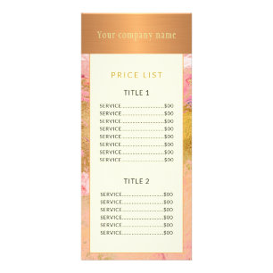 Carte Publicitaire Modern abstract art painting copper gold pricelist