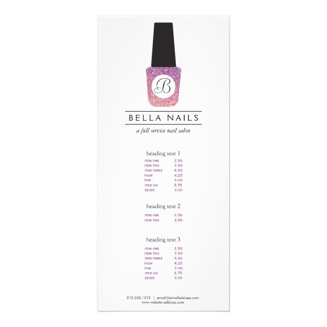 Carte Publicitaire Monogramme du salon à ongles sur Parties scintilla (Devant)