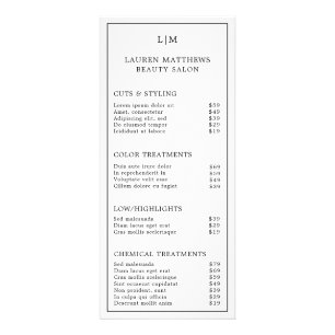 Carte Publicitaire Monogramme noir et blanc - Salon simple Tarificati