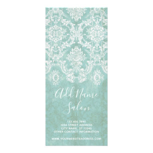 Carte Publicitaire Motif de Damas Vintage bleu glace avec finition gr