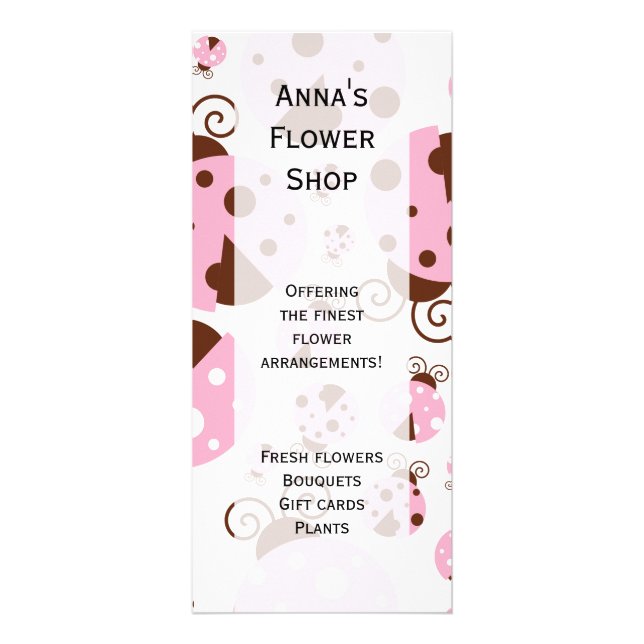 Carte Publicitaire Motif De Ladybugs, Mignons Ladybugs, Pink Ladybugs (Devant)