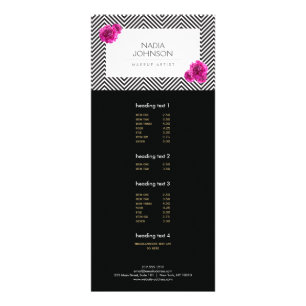 Carte Publicitaire Motif noir et blanc avec fleurs roses Beauté