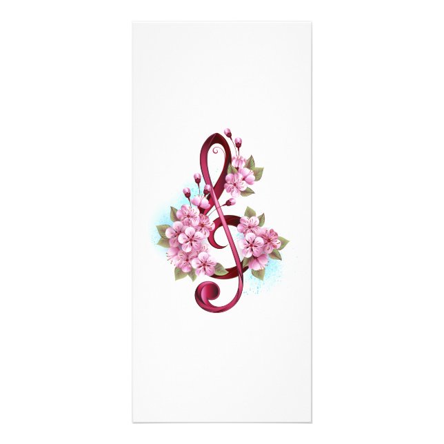 Carte Publicitaire Musical treble clef notes with sakura flowers (Devant)