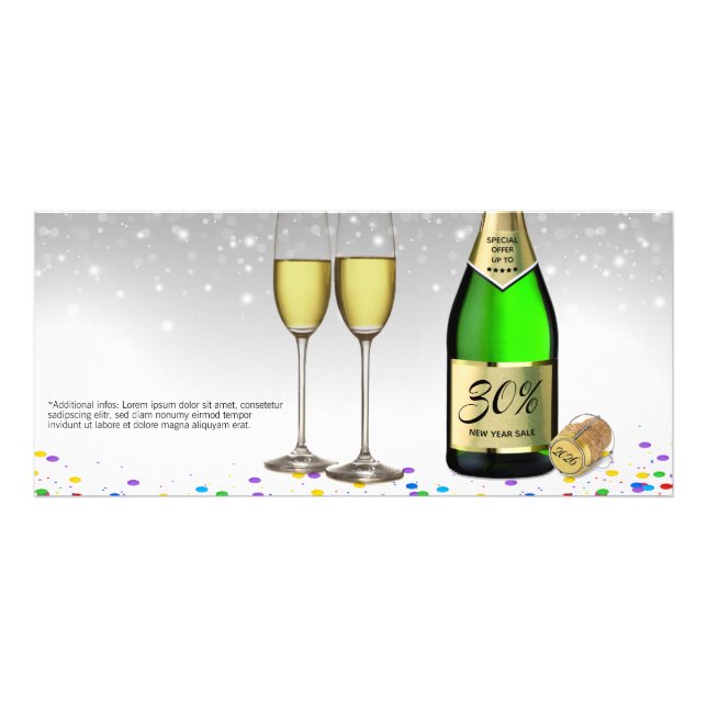Carte Publicitaire Nouvel An Vente 2025 Bouteille de vin mousseux Rem (Devant)
