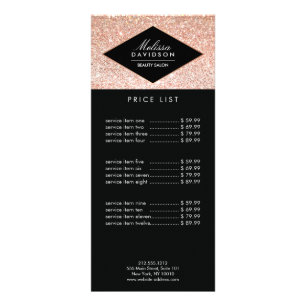 Carte Publicitaire Paillettes Rose Gold et Beauté Glamour