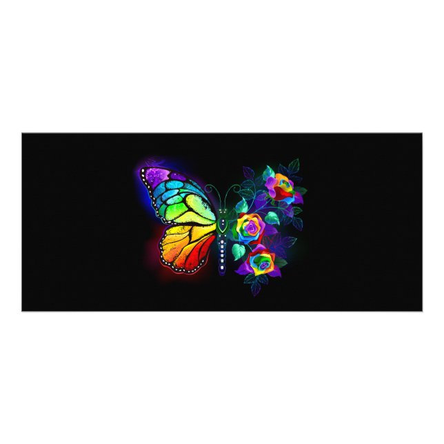 Carte Publicitaire Papillon arc-en-ciel (Devant)