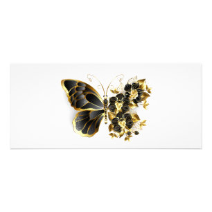 Carte Publicitaire Papillon fleur d'or avec orchidée noire