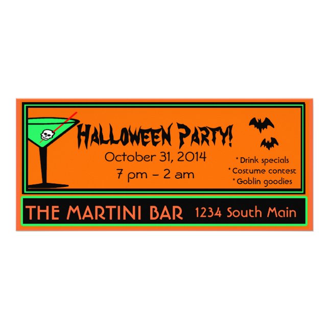 Carte Publicitaire Partie de Halloween de barre (Devant)