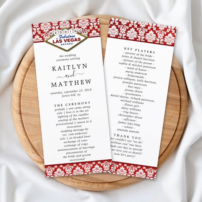 Carte Publicitaire Parties scintillant Damask Las Vegas Wedding Progr (Créateur téléchargé)