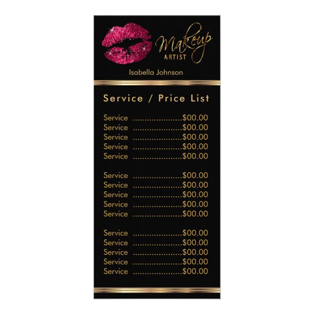 Carte Publicitaire Parties scintillant rose chaud sur Black Lip Servi (Devant)