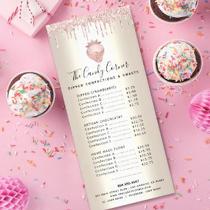 Carte Publicitaire Parties scintillant rose gouttes de chocolat Desse